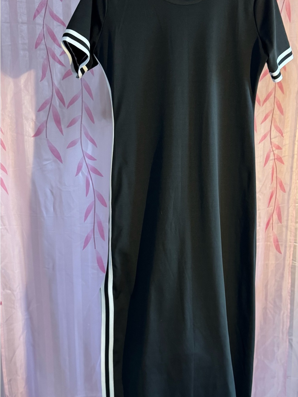 Source Unknown Black Maxi Dress with White Stripes